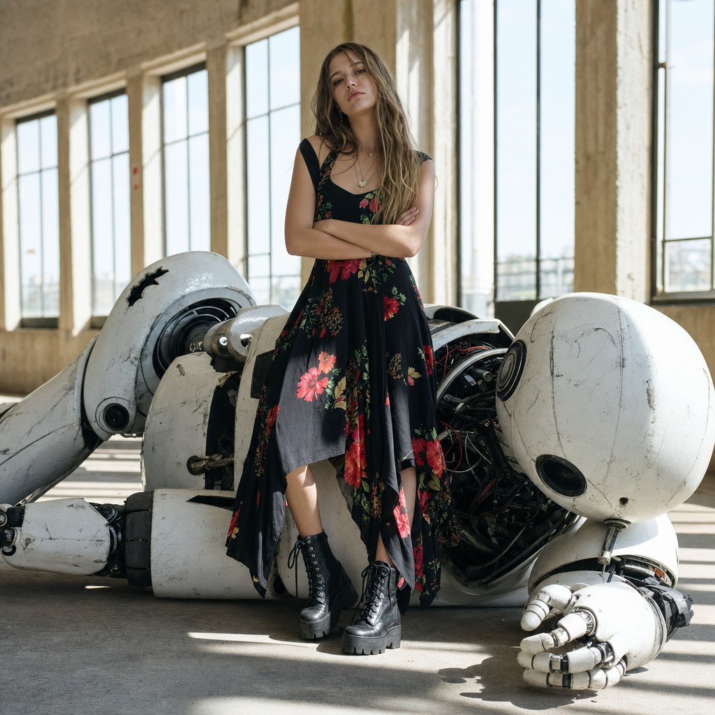 Foto del artículo: La hija de Musk encabeza campaña con un robot demolido – un golpe simbólico contra el mundo tecnológico de su padre