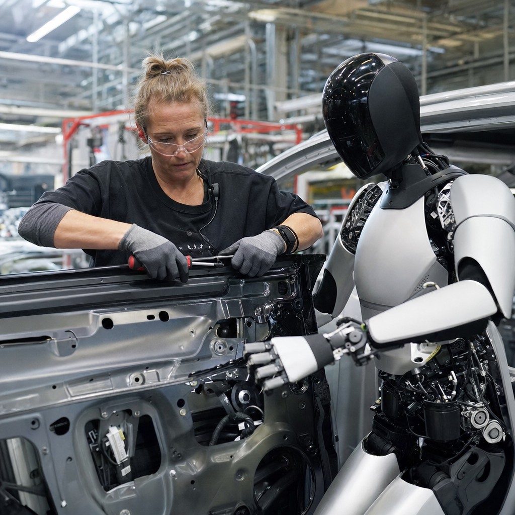 Foto del artículo: Los trabajadores de fábricas de Tesla se niegan a entrenar a los robots que van a reemplazarlos — la resistencia crece