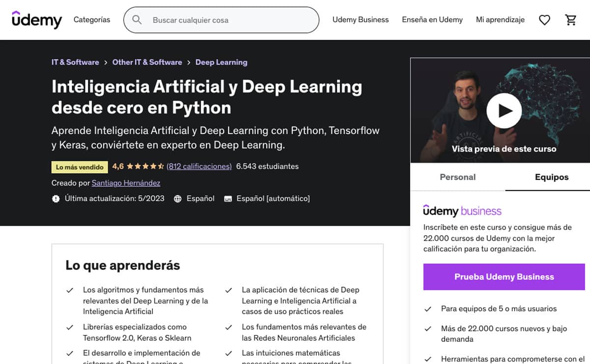 curso inteligencia artificial y deep learning