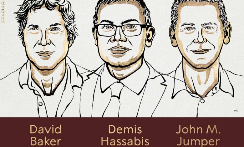 David Baker Demis Hassabis y John Jumper reciben el Nobel